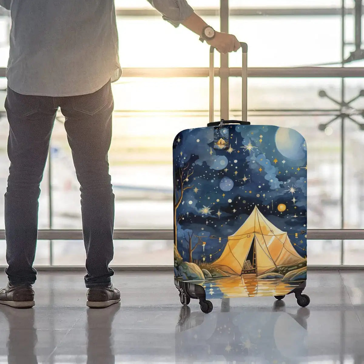 Camping Patterned Unisex Luggage Cover and Tag
